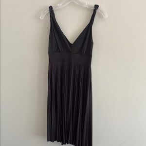 Soprano Black V-Neck Pleated Coctail Dress